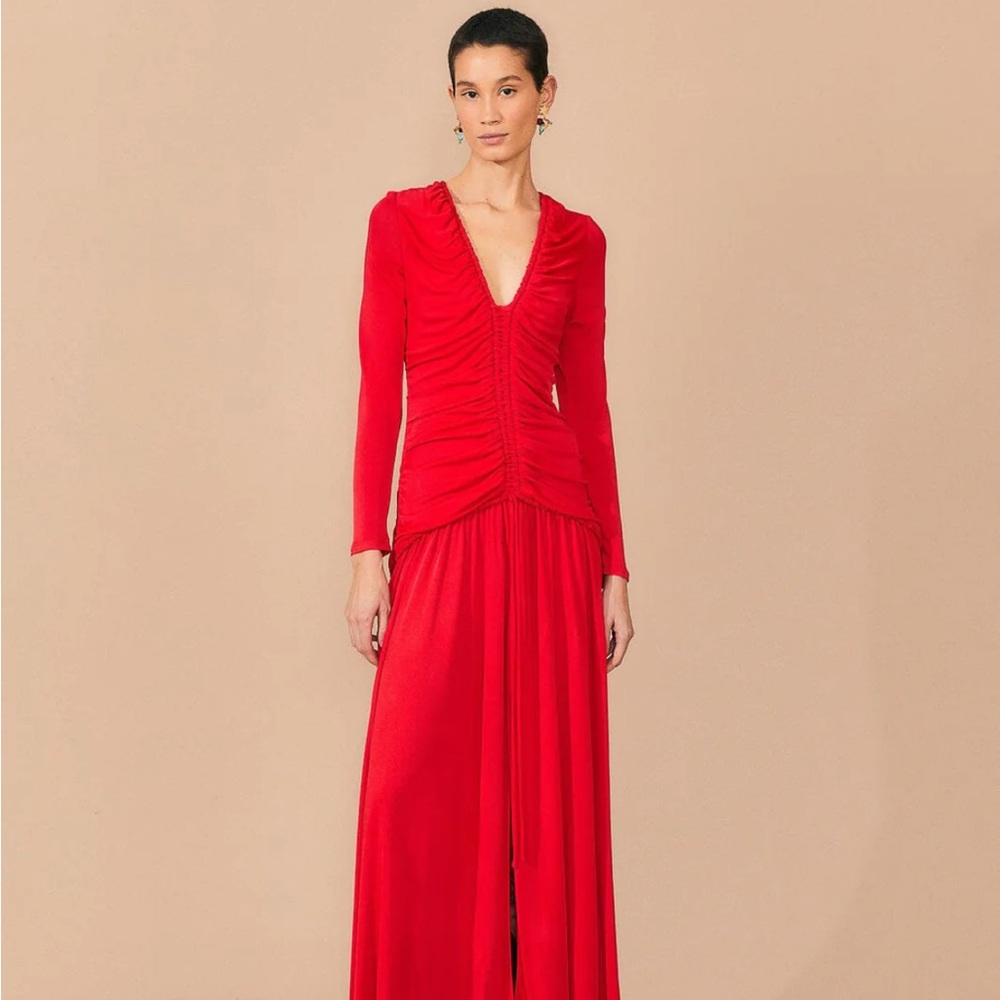 FARM Rio Vibrant Red Long Sleeve Dress